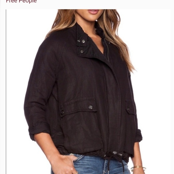 Free People Linen Bomber Jacket - Picture 2 of 3